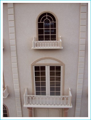 Ashthorpe Manor 1/12 th scale Dolls House window and balcony detail